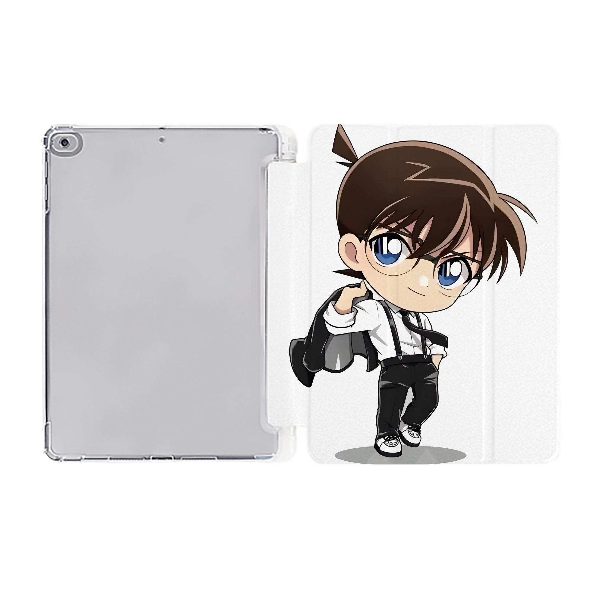 （画像用） 名探偵コナン 江戸川 コナン Detective Conan Conan Edogawa IPad ケース ペン収納付き 三つ折りスタンド PUレザー×シリコン 対応機種9.5/10.5/10.9インチ